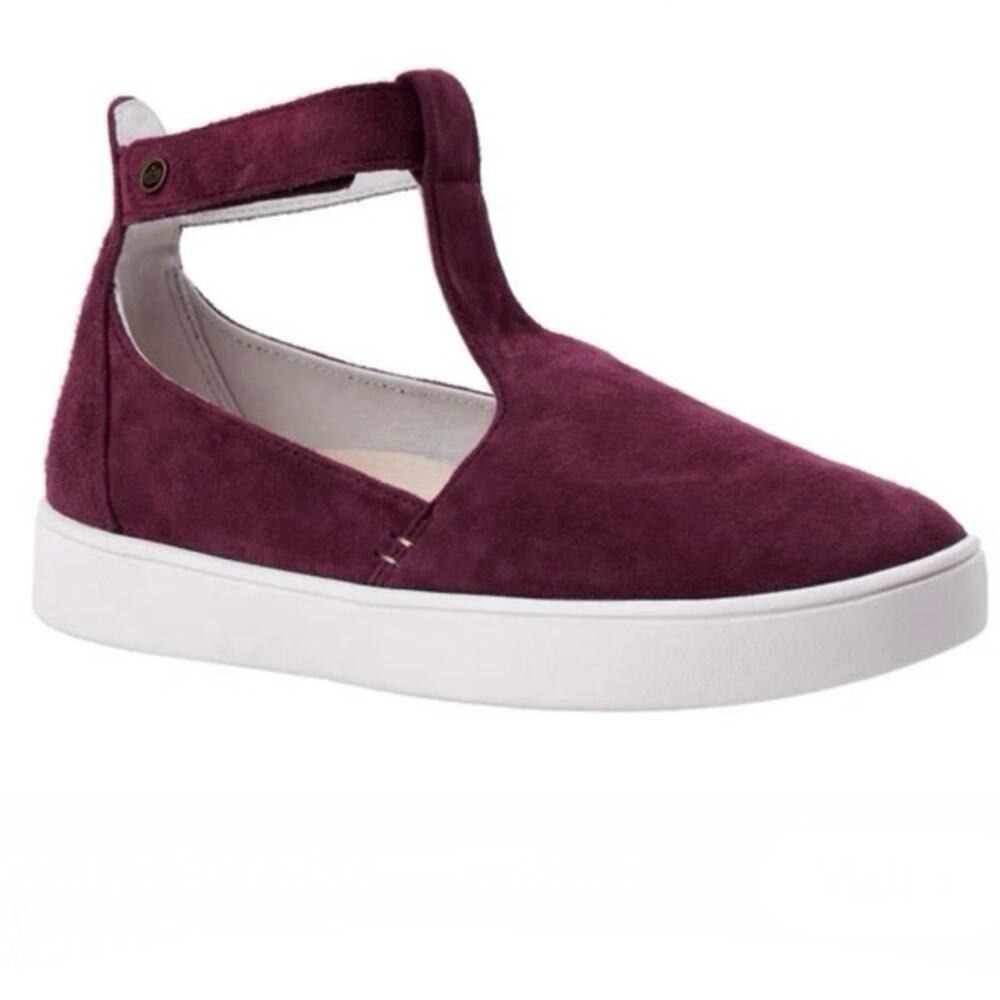 Spenco Indigo Classic Orthotic Suede Slip-On Sneaker Shoe Burgundy Comfort